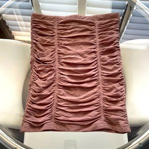 BCBG brown rouched mini skirt